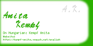 anita kempf business card